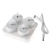Marelida LED Teelichter 4 Stück Mit Ladestation USB Wiederaufladbar D 4cm Flackernd Weiß