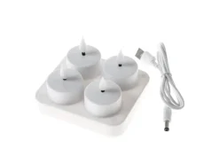 Marelida LED Teelichter 4 Stück Mit Ladestation USB Wiederaufladbar D 4cm Flackernd Weiß
