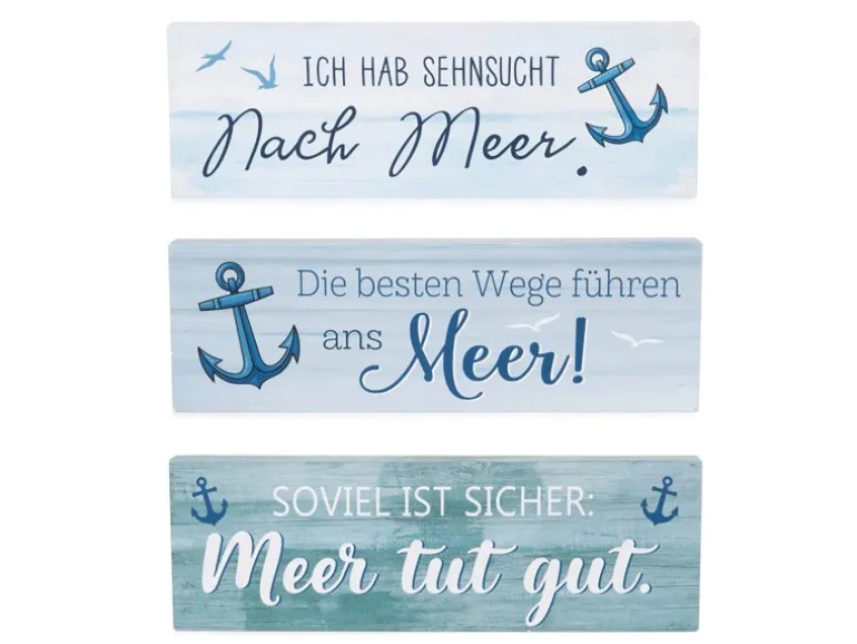 Maritimer Deko Aufsteller 3-fach mit Spruch