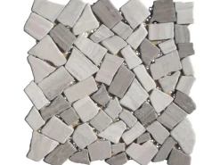Marmormosaik Polygonal Matten Grey Stripes 30,5 cm x 30,5 cm