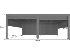 MCW Alu Pergola L41 mit 6x Seitenwand Anthrazit 3x6m