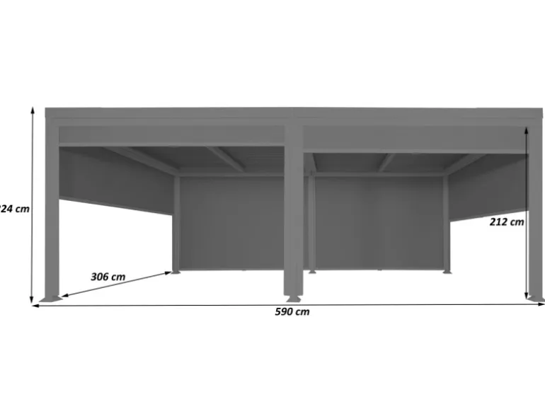 MCW Alu Pergola L41 mit 6x Seitenwand Anthrazit 3x6m