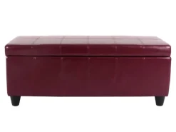 MCW Aufbewahrungs-Truhe Kriens Leder/Kunstleder 112x45x45cm Rot
