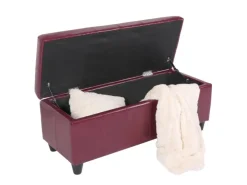 MCW Aufbewahrungs-Truhe Kriens Leder/Kunstleder 112x45x45cm Rot