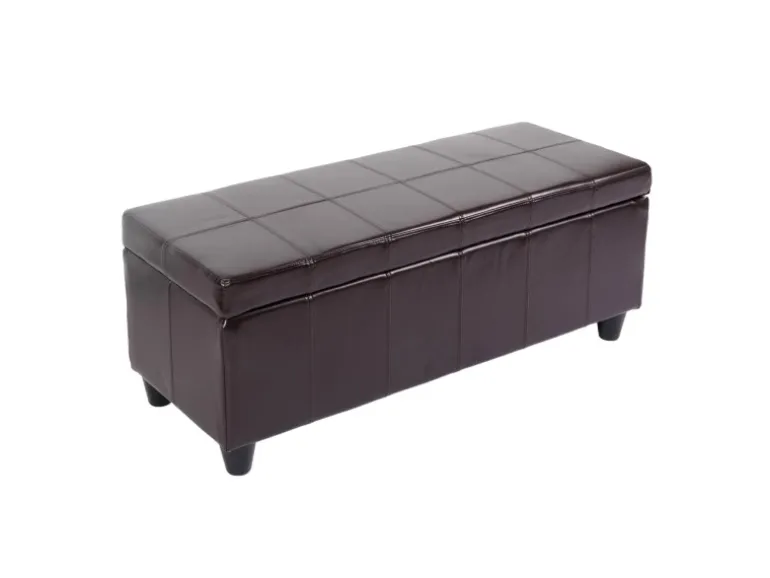 MCW Aufbewahrungs-Truhe Kriens Leder/Kunstleder 112x45x45cm Braun