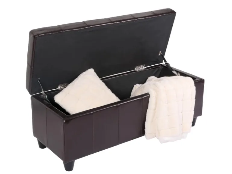 MCW Aufbewahrungs-Truhe Kriens Leder/Kunstleder 112x45x45cm Braun