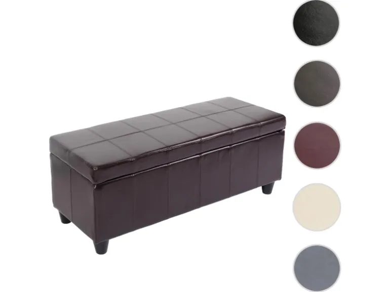 MCW Aufbewahrungs-Truhe Kriens Leder/Kunstleder 112x45x45cm Braun