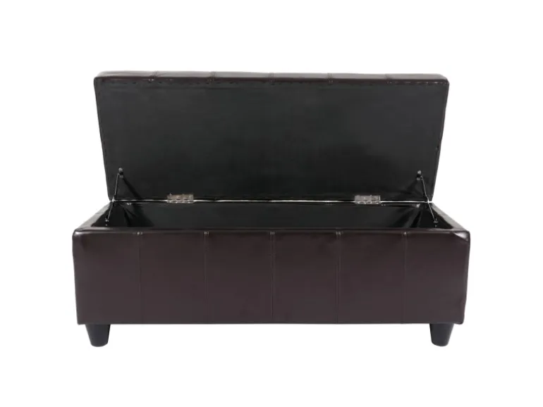 MCW Aufbewahrungs-Truhe Kriens Leder/Kunstleder 112x45x45cm Braun