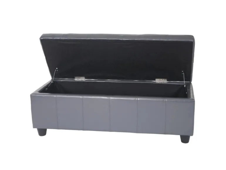 MCW Aufbewahrungs-Truhe Kriens Leder Und Kunstleder 112x45x45cm Grau