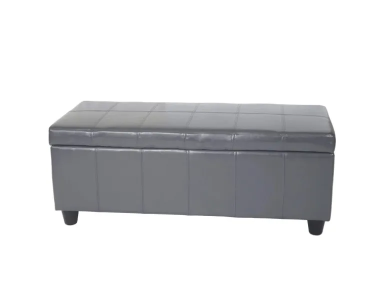 MCW Aufbewahrungs-Truhe Kriens Leder Und Kunstleder 112x45x45cm Grau