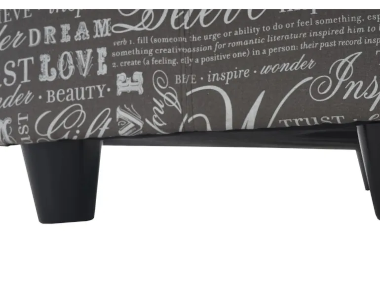 MCW Aufbewahrungs-Truhe Kriens Stoff/Textil 45x114x45cm Schriftzug Grau