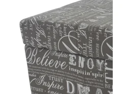 MCW Aufbewahrungs-Truhe Kriens Stoff/Textil 45x114x45cm Schriftzug Grau