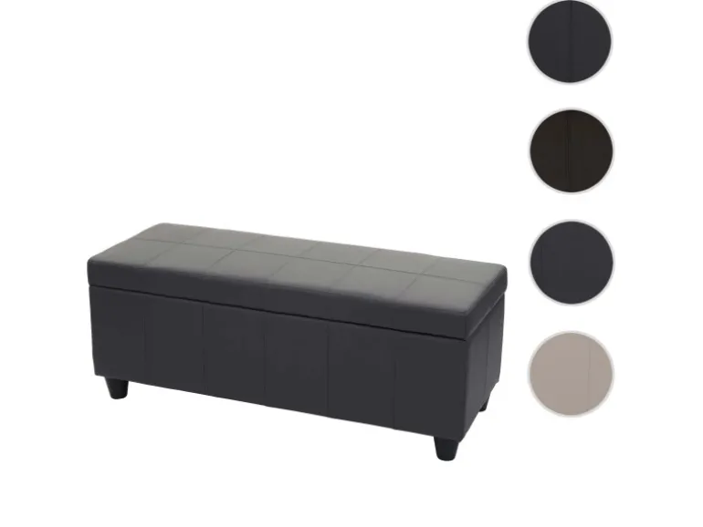 MCW Aufbewahrungs-Truhe Kriens Kunstleder 45x114x45cm Grau Matt