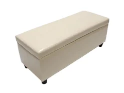 MCW Aufbewahrungs-Truhe Kriens Leder/Kunstleder 112x45x45cm Creme