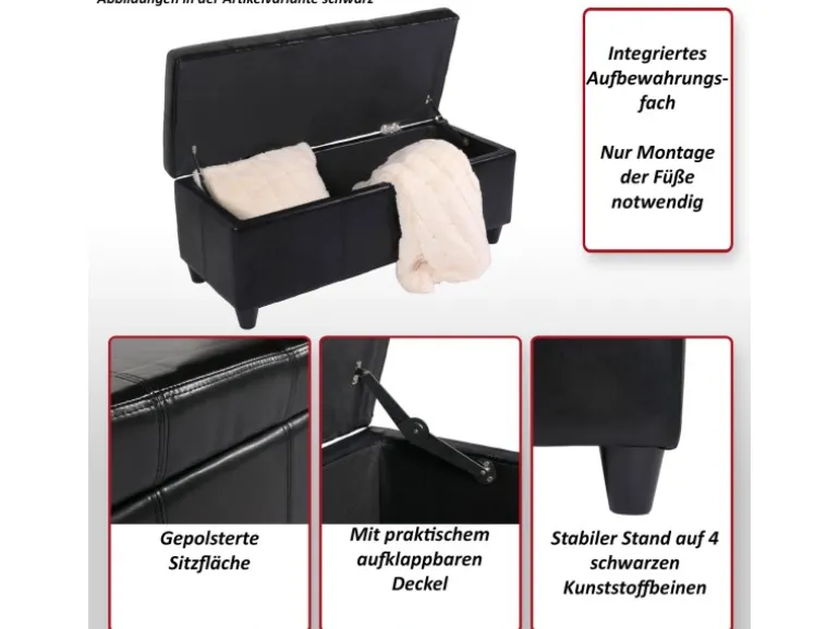 MCW Aufbewahrungs-Truhe Kriens Leder/Kunstleder 112x45x45cm Creme