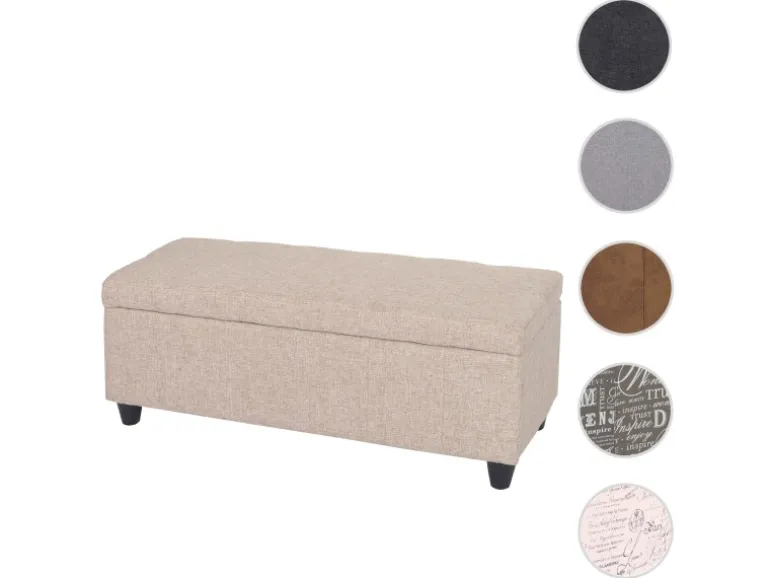 MCW Aufbewahrungs-Truhe Kriens Stoff/Textil 45x114x45cm Beige