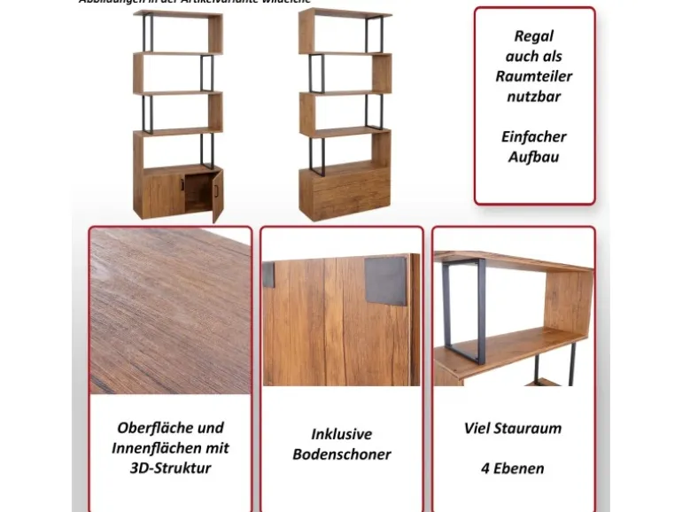 MCW Bücherregal A27 mit Tür Wildeiche-Optik