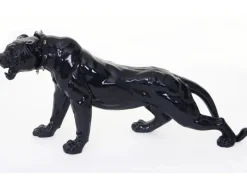 MCW Deko Figur Panther mit Halsband Schwarz Hochglanz mit Halsband
