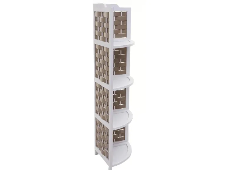 MCW Eckregal K85 Weiß Geflecht Braun