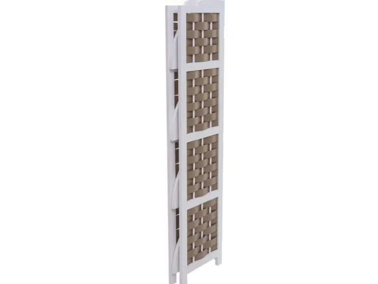 MCW Eckregal K85 Weiß Geflecht Braun