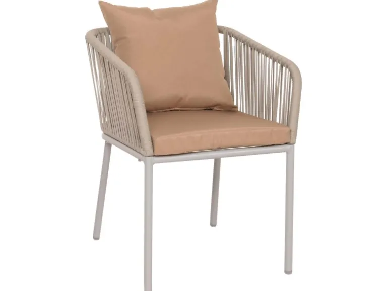 MCW 2er-Set Gartenstuhl N41 Hellgrau Kissen Taupe