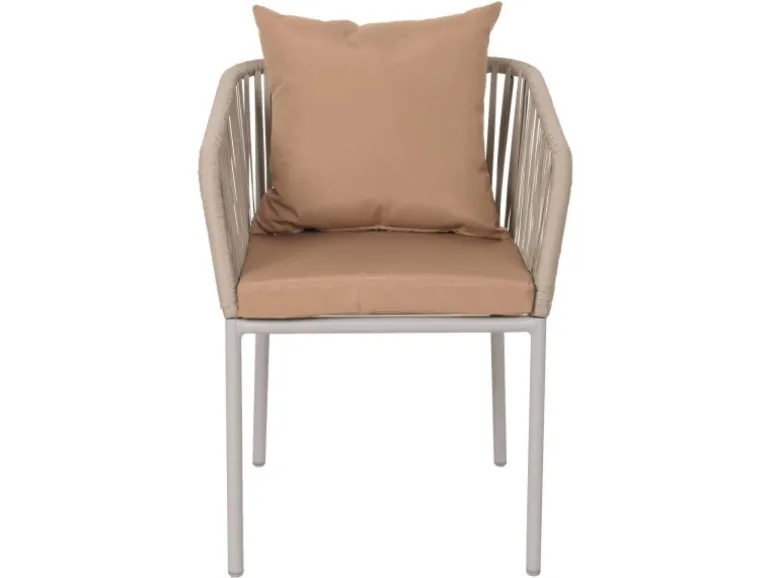 MCW 2er-Set Gartenstuhl N41 Hellgrau Kissen Taupe