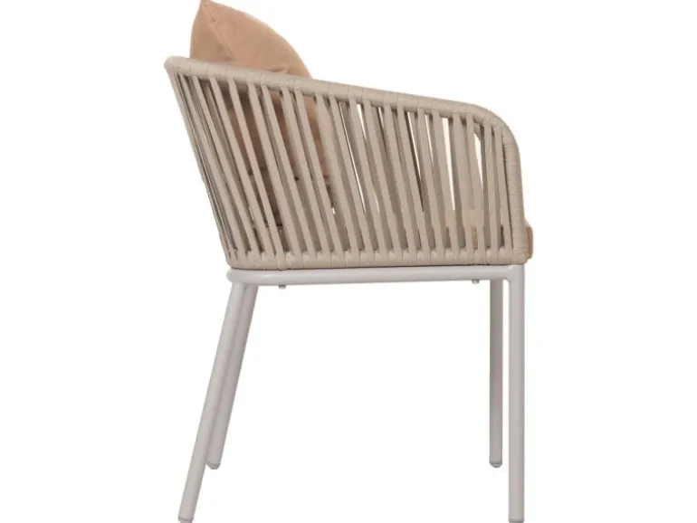 MCW 2er-Set Gartenstuhl N41 Hellgrau Kissen Taupe