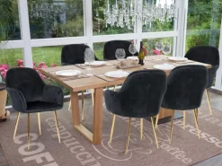 MCW Esszimmerstuhl F18 6er-Set Samt Schwarz Goldene Beine