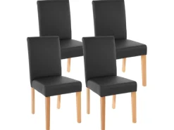 MCW Esszimmerstuhl Littau 4er-Set Kunstleder Schwarz Matt Helle Beine