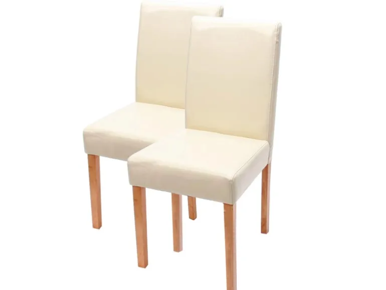 MCW Esszimmerstuhl Littau 2er-Set Leder Creme Helle Beine