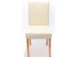 MCW Esszimmerstuhl Littau 2er-Set Leder Creme Helle Beine