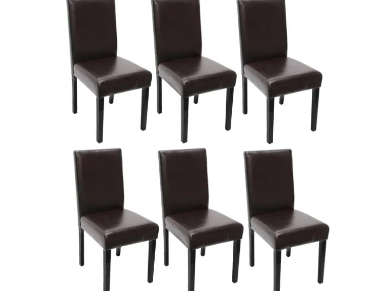 MCW Esszimmerstuhl Littau Kunstleder 6er-Set Kunstleder Braun Dunkle Beine