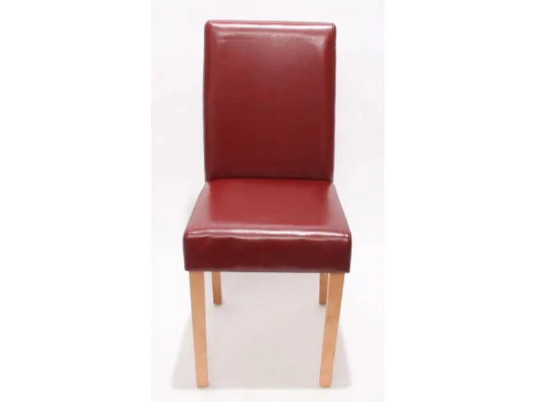 MCW Esszimmerstuhl Littau 6er-Set Leder Rot Helle Beine