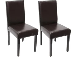 MCW Esszimmerstuhl Littau 2er-Set Leder Braun Dunkle Beine