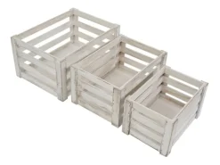 MCW Holzkiste C56 3er-Set Weiß Shabby