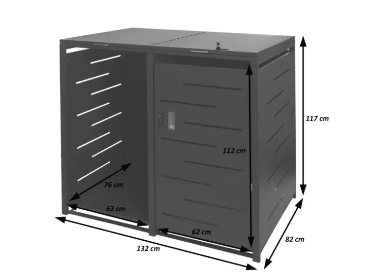MCW Mülltonnenverkleidung E83-B Anthrazit Stahl 117x132x82cm