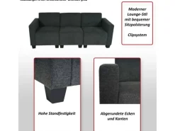 MCW Modular 3-Sitzer Sofa Couch Moncalieri Braun