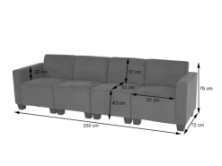 MCW Modular 4-Sitzer Sofa Couch Moncalieri Braun