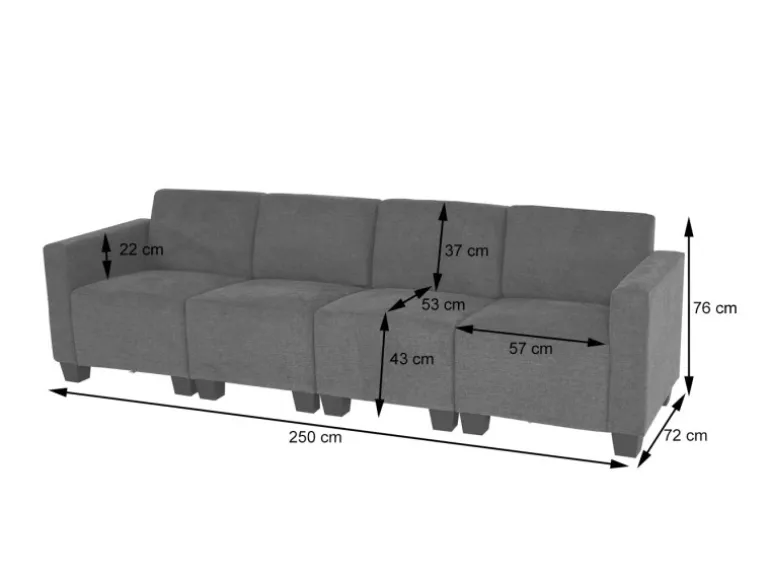 MCW Modular 4-Sitzer Sofa Couch Moncalieri Braun