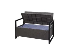 MCW Poly-Rattan 2er Sitzbank F39 Grau-meliert Kissen Grau
