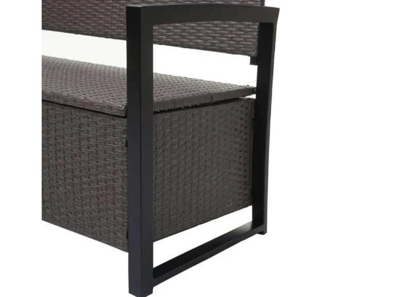 MCW Poly-Rattan 2er Sitzbank F39 Grau-meliert Kissen Grau