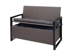 MCW Poly-Rattan 2er Sitzbank F39 Grau-meliert Kissen Grau