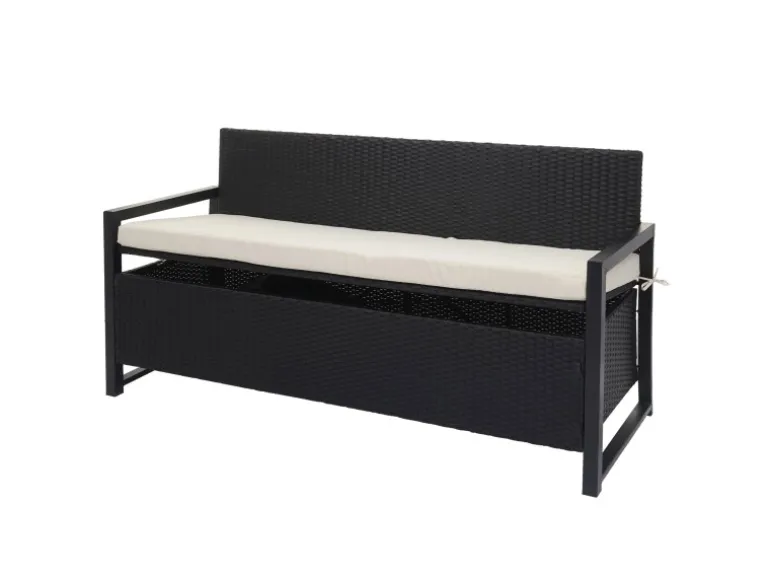 MCW Poly-Rattan 3er Sitzbank F39 anthrazit Kissen Creme