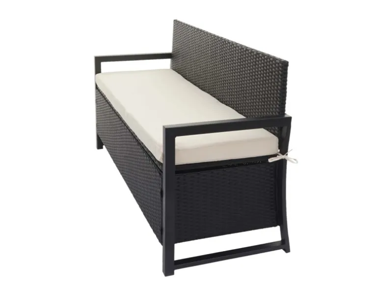 MCW Poly-Rattan 3er Sitzbank F39 anthrazit Kissen Creme