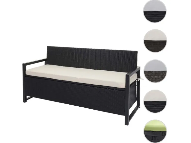 MCW Poly-Rattan 3er Sitzbank F39 anthrazit Kissen Creme