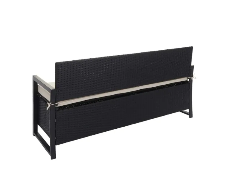 MCW Poly-Rattan 3er Sitzbank F39 anthrazit Kissen Creme