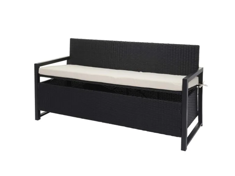 MCW Poly-Rattan 3er Sitzbank F39 anthrazit Kissen Creme