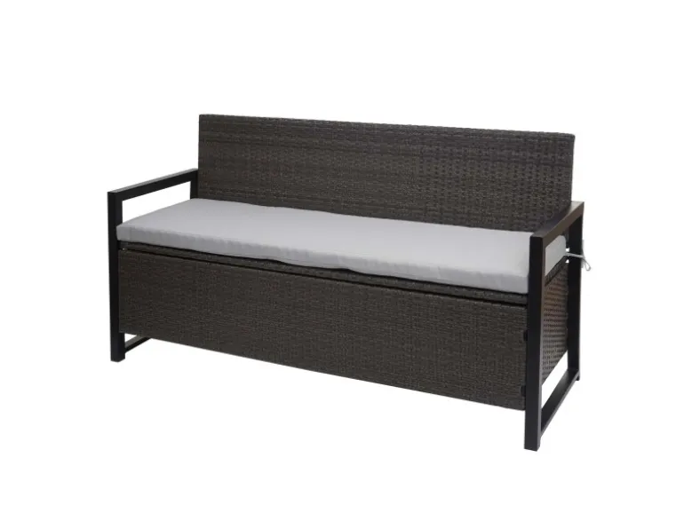 MCW Poly-Rattan 3er Sitzbank F39 Grau Kissen Grau