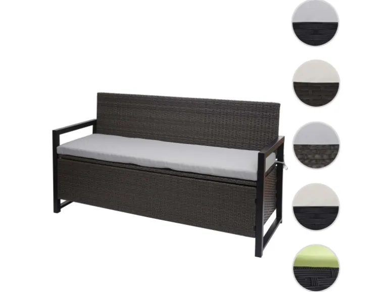 MCW Poly-Rattan 3er Sitzbank F39 Grau Kissen Grau