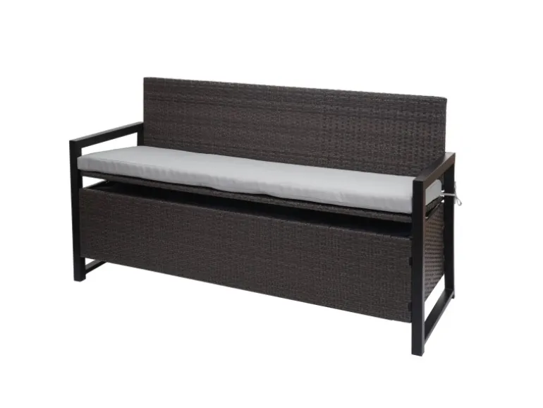 MCW Poly-Rattan 3er Sitzbank F39 Grau Kissen Grau